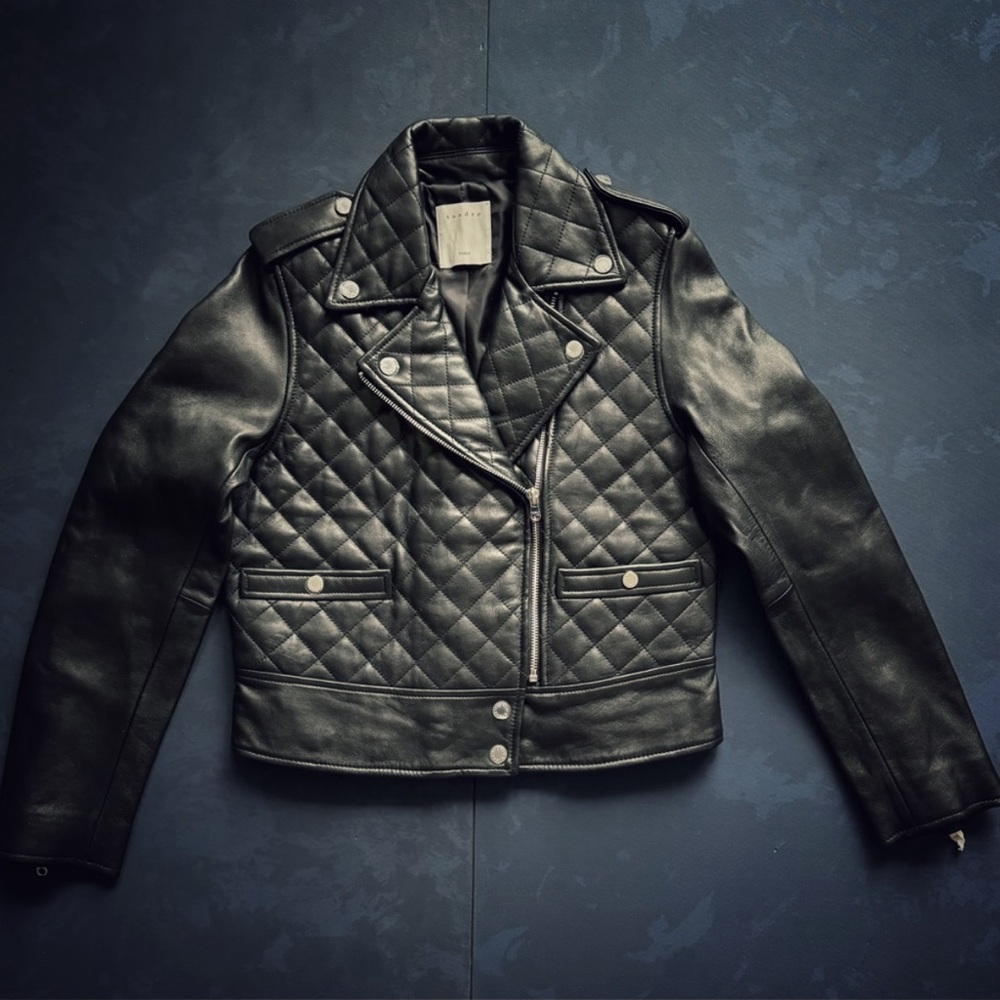 (NWT) Sandro - Ewan Leather Quilted Biker Jacket - Picture 2 of 12